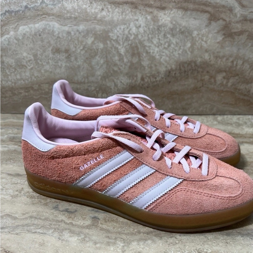 Women Adidas Gazelle Indoor Shoes Pink Wonder Clay Gum Originals IE2946